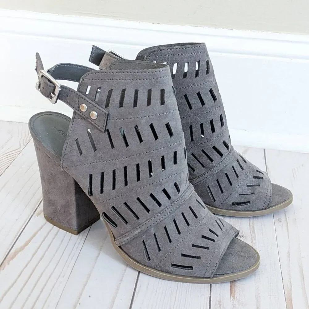 Christian Siriano Gray Suede Women's Winter Block Heels